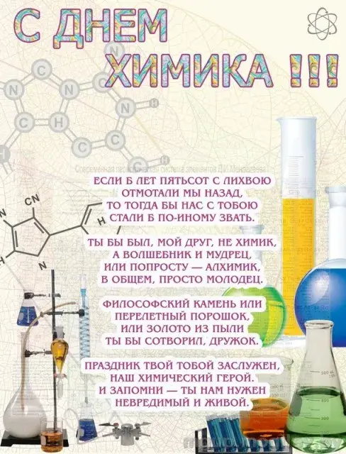 Открытка Открытки с днем химика - Химическая открытка: С Днем! | Красивая открытка #23