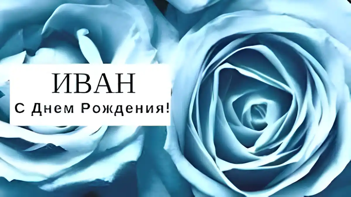 Открытка открытки с именем Иван - Открытка с днем рождения Ивана: синие розы | Красивая открытка #195