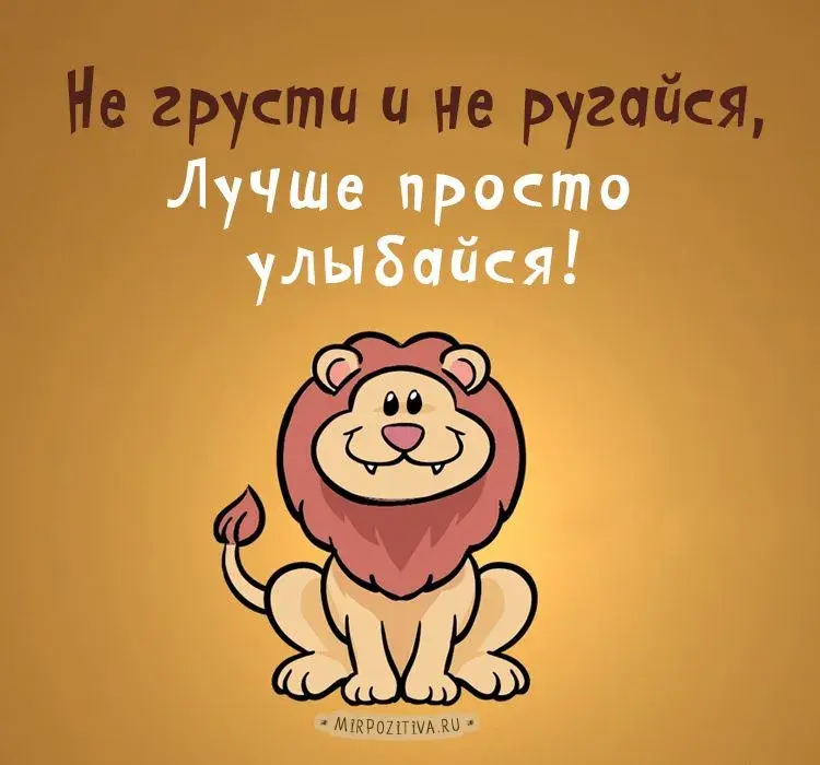 Открытка Улыбнись - Открытка с милым львёнком - Позитивные картинки | Красивая открытка #58