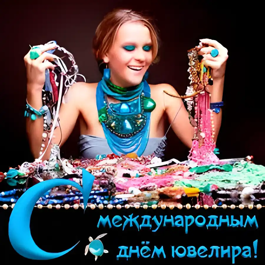 Открытка Открытки на Международный день ювелира - Открытка с девушкой и бижутерией  С Днём ювелира | Красивая открытка #26