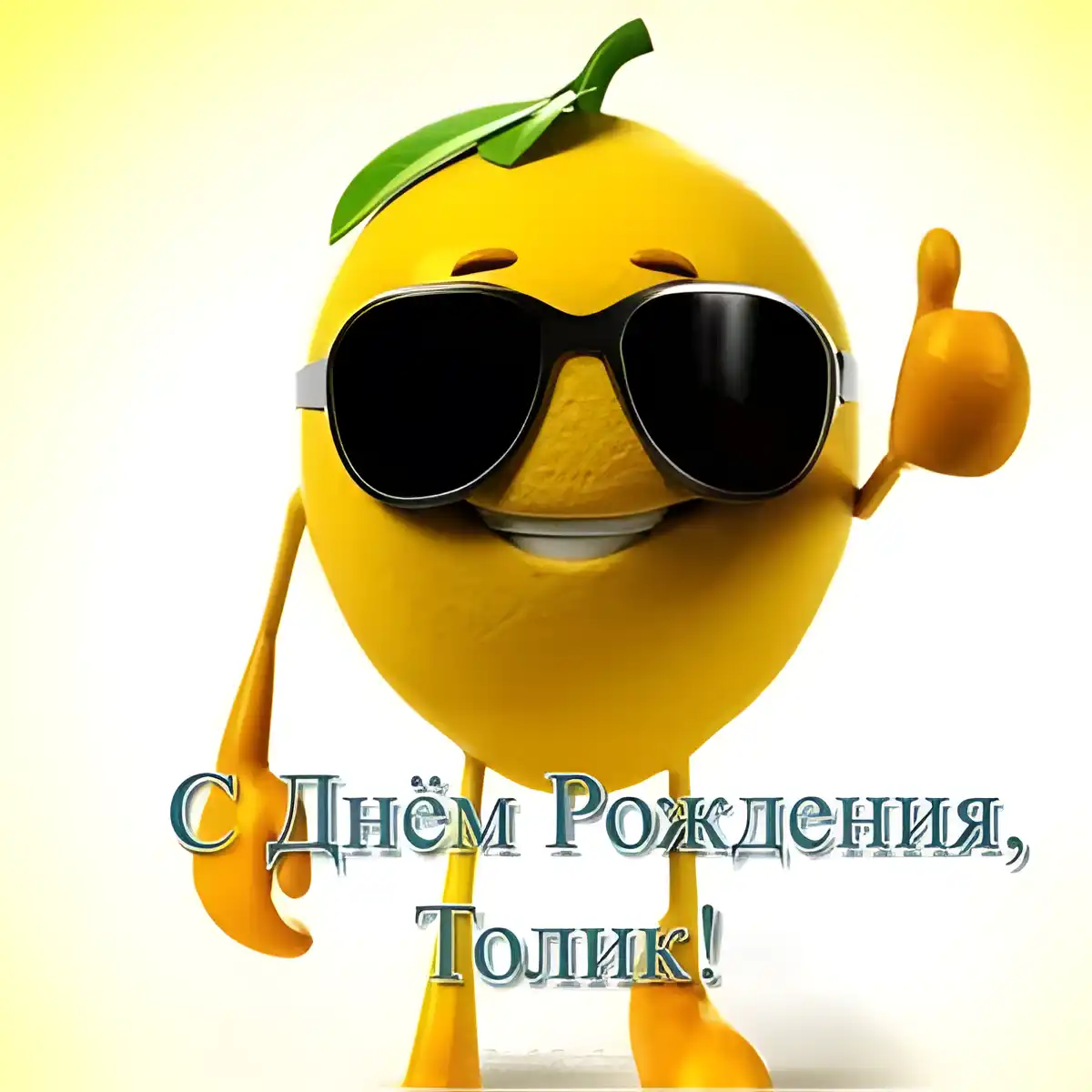 Открытка открытки с именем Анатолий - Открытка с Днём Рождения: Апельсин в очках | Красивая открытка #126