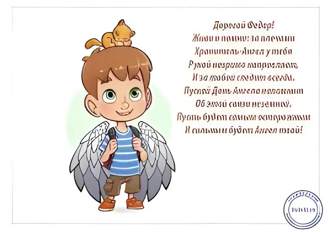 Открытка Открытки с именем Федор - Открытка с ангелом и мальчиком | Красивая открытка #159