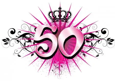 Открытка Открытки на 50 лет - Открытка с цифрой 50, короной и розовым фоном | Красивая открытка #7