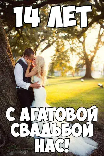 Открытка Открытки на Агатовую свадьбу 14 лет - Свадебная открытка: Счастливые жених и невеста | Красивая открытка #10