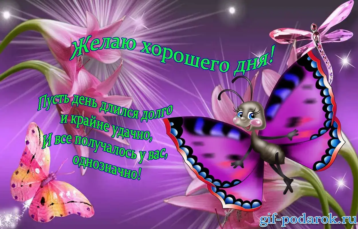 Открытка Хорошего дня - Открытка с бабочками: С днем рождения! | Красивая открытка #185