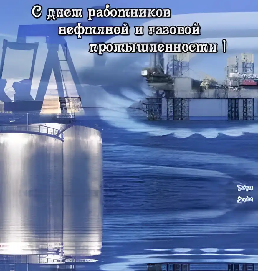 Открытка Открытки на День работников нефтяной, газовой и топливной промышленности - Открытка с нефтяной вышкой | Красивая открытка #12