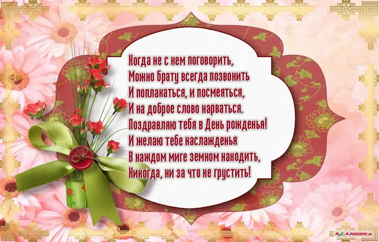 Открытка С днем рождения для брата - Открытка с цветами: Розы, Зелень, Поздравление | Красивая открытка #9
