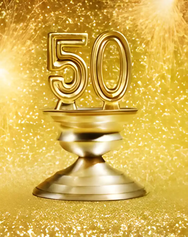 Открытка Открытки на 50 лет - Золотая открытка с цифрой 50 | Красивая открытка #178