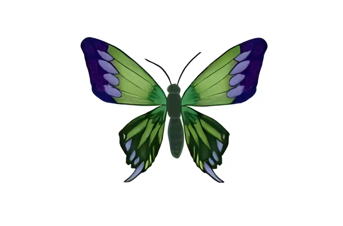 Открытка Открытки с бабочками - Открытка с бабочкой: зеленая и фиолетовая | Красивая открытка #108