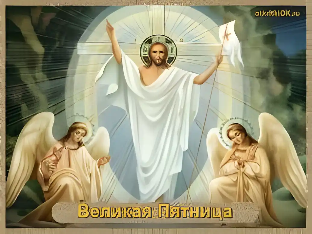 Открытка Открытки на Страстную Пятницу - Великая Пятница: Иисус Христос и ангелы - Открытка | Красивая открытка #38