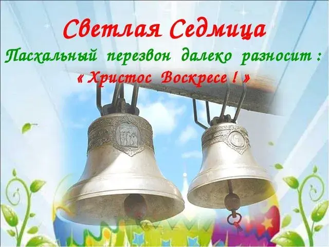 Открытка Открытки светлая седмица - Колокола на фоне пасхального неба | Красивая открытка #4
