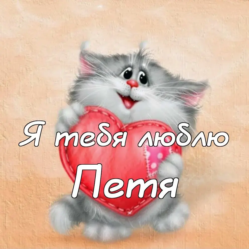 Открытка Открытки с именем Петр - Открытка с котенком и текстом "Я тебя люблю" | Красивая открытка #254