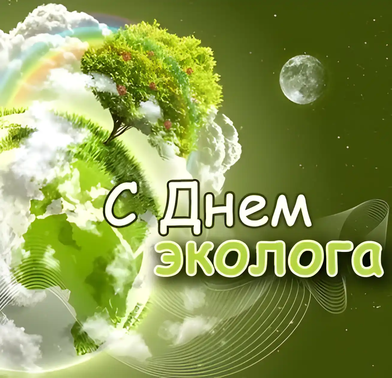 Открытка День эколога - Открытка с Днём Земли: Радуга и планета | Красивая открытка #67