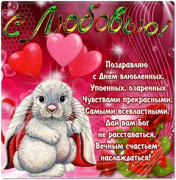 Открытка День влюблённых 14 февраля - Зверь с любовью: поздравления с Днём! | Красивая открытка #40