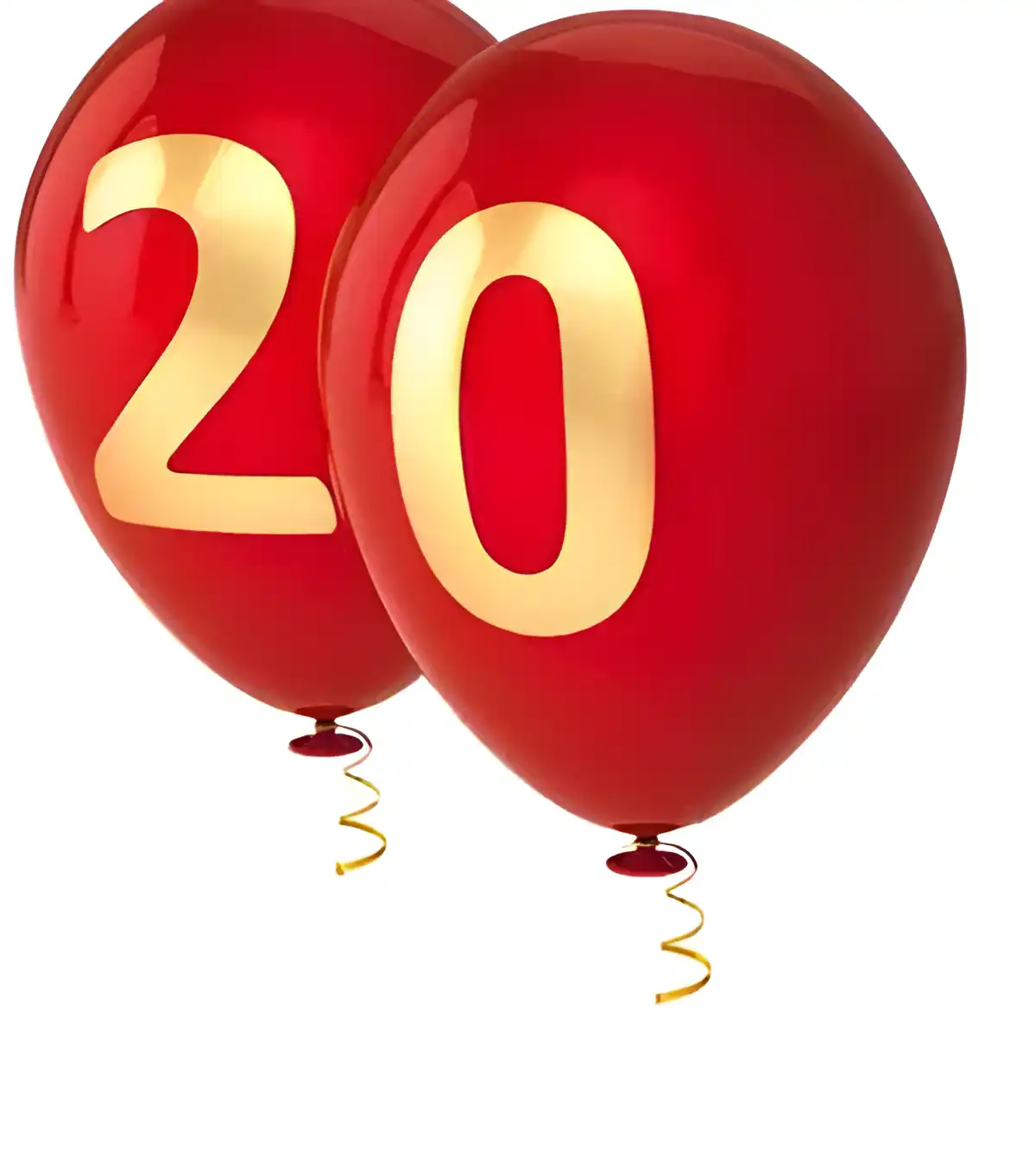 Открытка Открытки на 20 лет - Два красных воздушных шарика | Красивая открытка #28