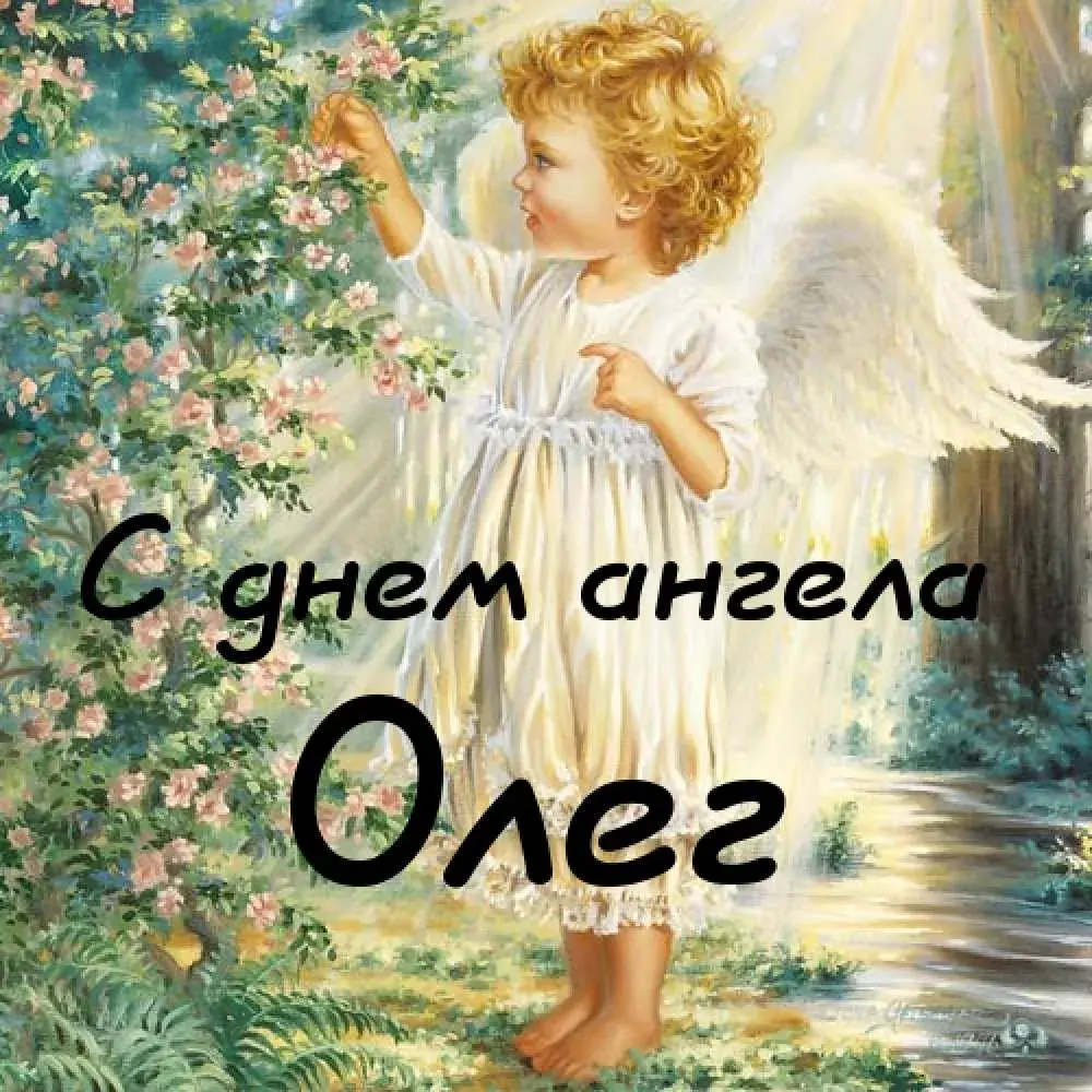 Открытка Открытки с именем Олег  - Ангел с цветами: открытка с добрым ангелом | Красивая открытка #53