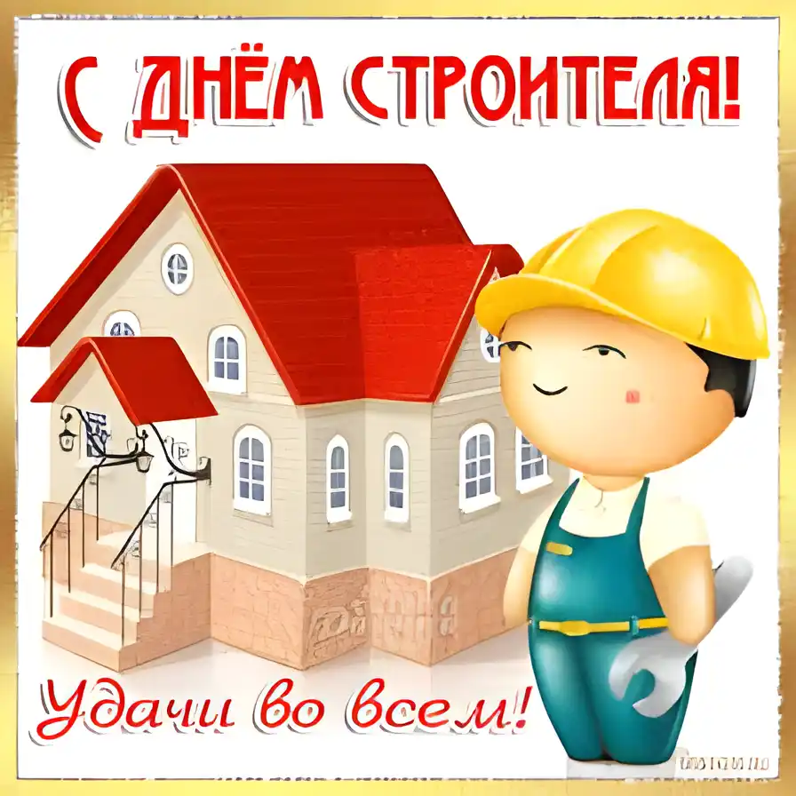 Открытка День строителя - С Днём строителя! Открытка с мастером и домом | Красивая открытка #29