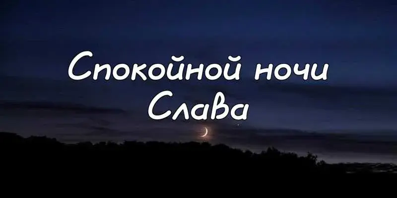 Открытка открытки с именем Вячеслав - Ночное небо с луной и деревьями | Красивая открытка #112