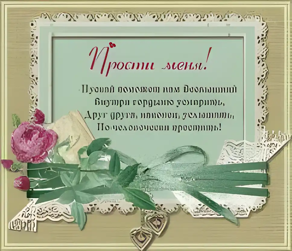 Открытка открытки с извинениями  - Открытка с цветами и кружевом | Красивая открытка #101