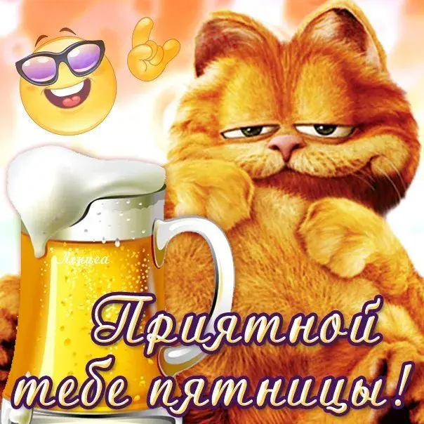 Открытка Хорошей пятницы - Котенок и пиво: Приятного аппетита! | Красивая открытка #12