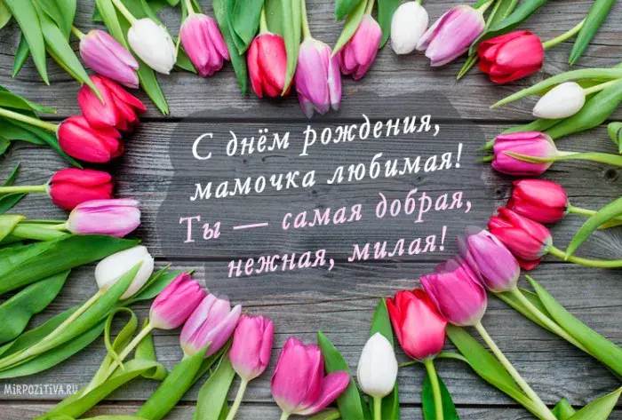 Открытка Открытки с Днем Рождения маме - Открытка с тюльпанами: С днем рождения, мамочка! | Красивая открытка #51