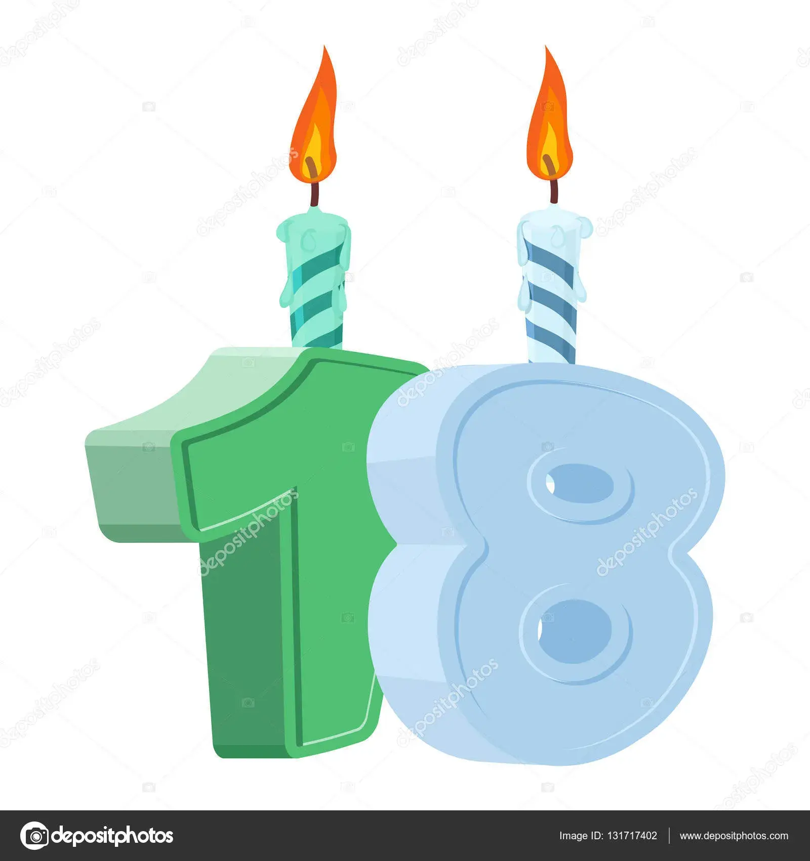 Открытка Открытки на 18 лет - Изображение: цифры 1 и 8 с голубыми свечами | Красивая открытка #135