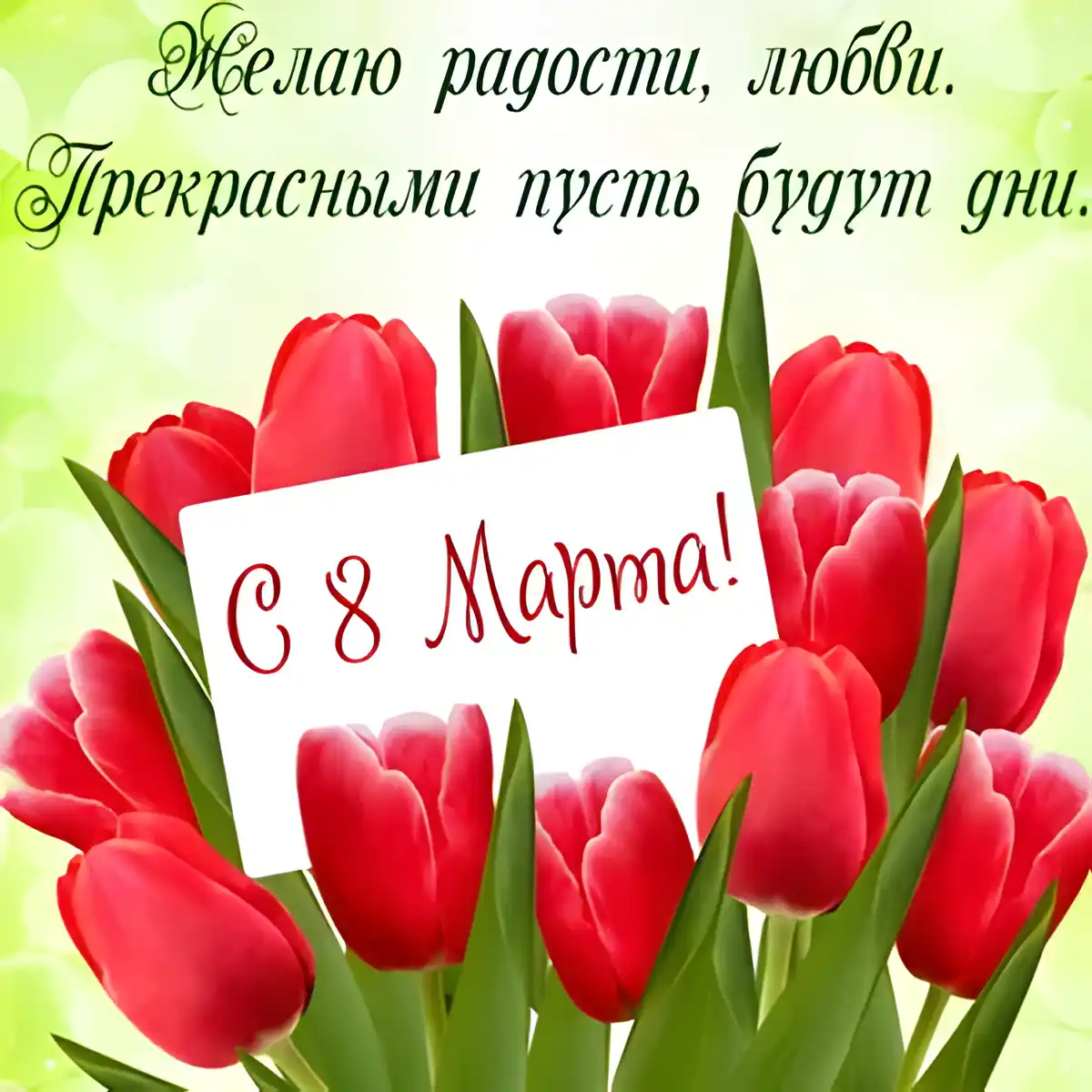 Открытка 8 марта - Открытка с тюльпанами: День 8 марта | Красивая открытка #6