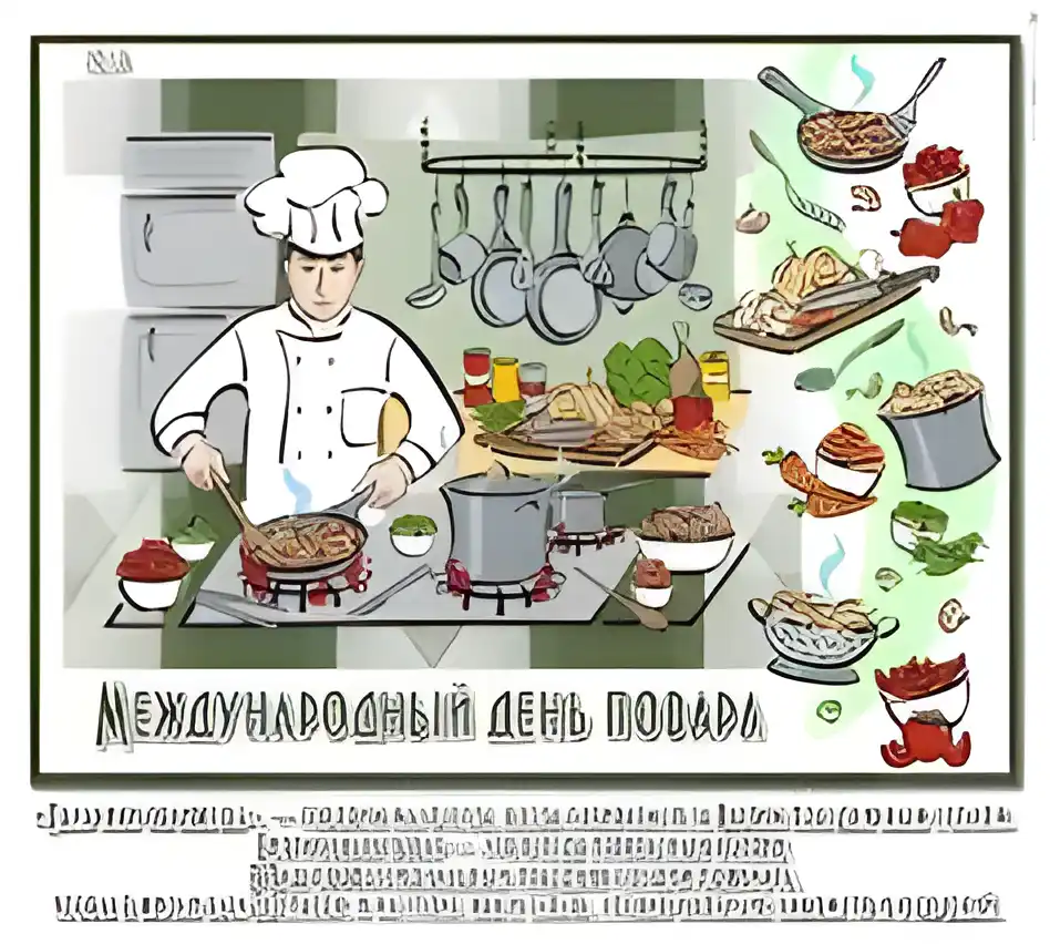 Открытка Открытки с днем повара - Повар готовит на кухне. Открытка с Днём повара. | Красивая открытка #4