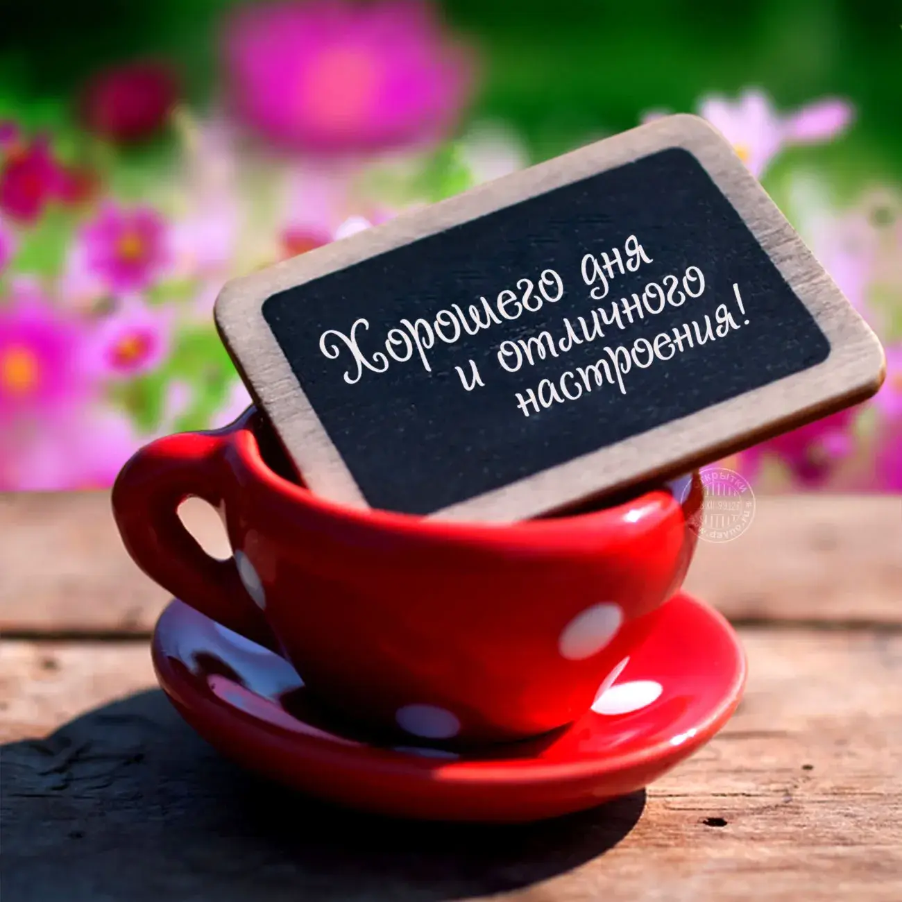 Открытка Хорошего дня - Открытка с чашкой кофе и надписью | Красивая открытка #181