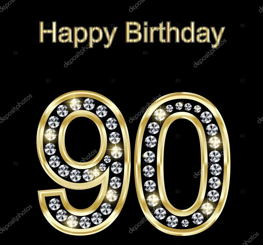 Открытка Открытки на 90 лет - Золотая цифра 90 из бриллиантов | Красивая открытка #40