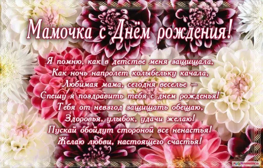Открытка Открытки с Днем Рождения маме - Открытка с днем рождения: Нежные цветы и слова любви | Красивая открытка #24