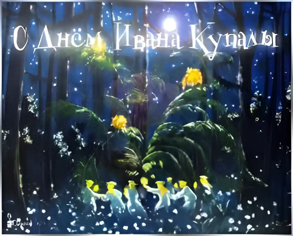 Открытка открытки с днем ивана купала - Весёлая Ивановская открытка с феями и ночным лесом | Красивая открытка #124
