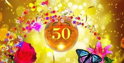 Открытка Открытки на 50 лет - Открытка с цветами и цифрой 50 | Красивая открытка #184