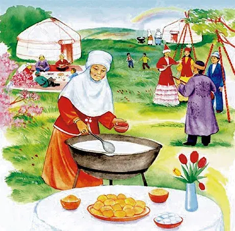 Открытка Наурыз - Праздничный стол: пироги, варенье и угощения | Красивая открытка #36