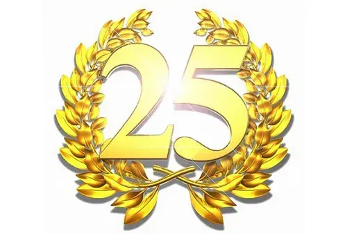 Открытка Открытки на 25 лет - Золотая открытка с цифрой 25 и лавровым венком | Красивая открытка #142