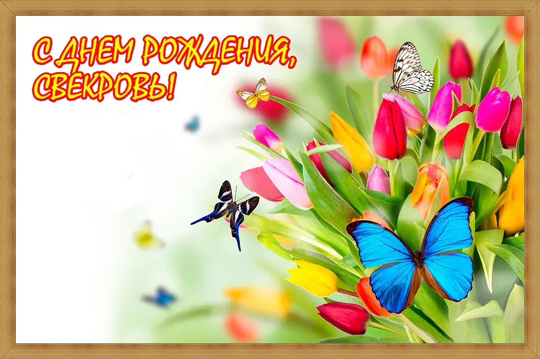 Открытка С днем рождения свекровь - Открытка с цветами и бабочками — поздравления | Красивая открытка #21