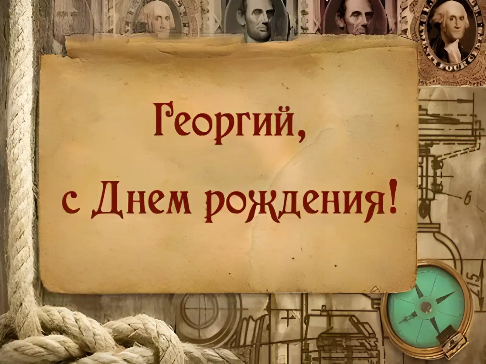 Открытка открытки с именем Георгий  - Открытка с Днем Рождения: Рустикальный дизайн | Красивая открытка #117