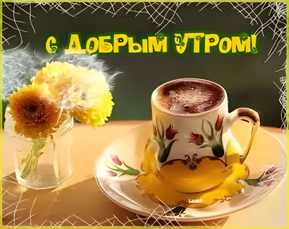 Открытка открытки с добрым утром - Утро с чашкой кофе и цветами: фото для открытки | Красивая открытка #286