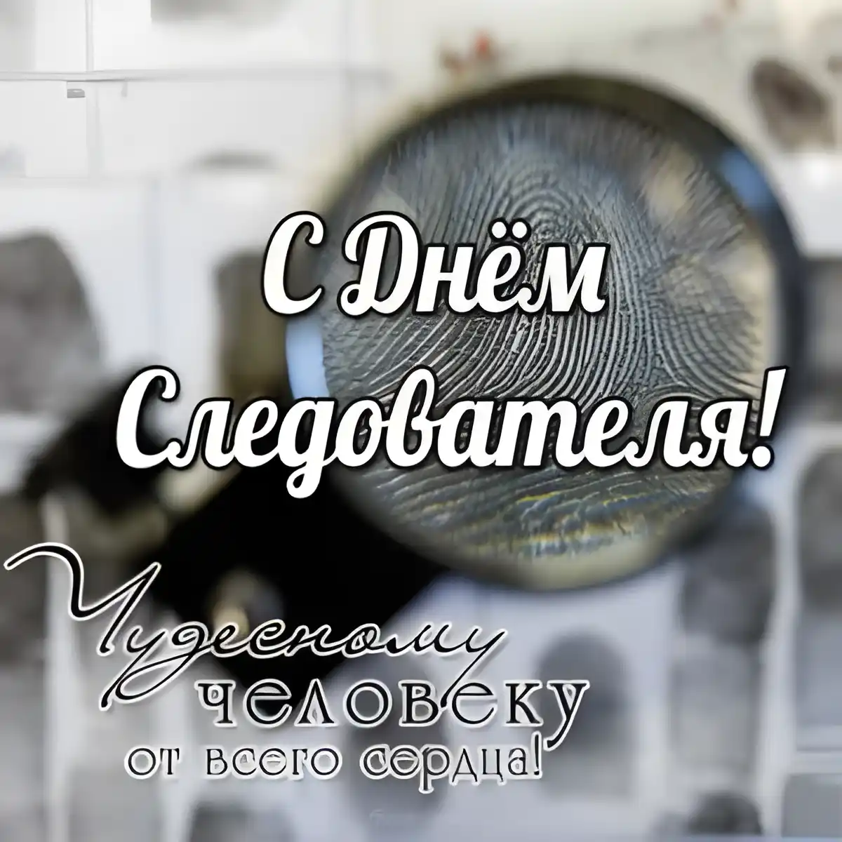 Открытка Открытки с Днем Работника Следственных Органов - С Днём SEO! Открытка с лупой и отпечатками пальцев | Красивая открытка #29