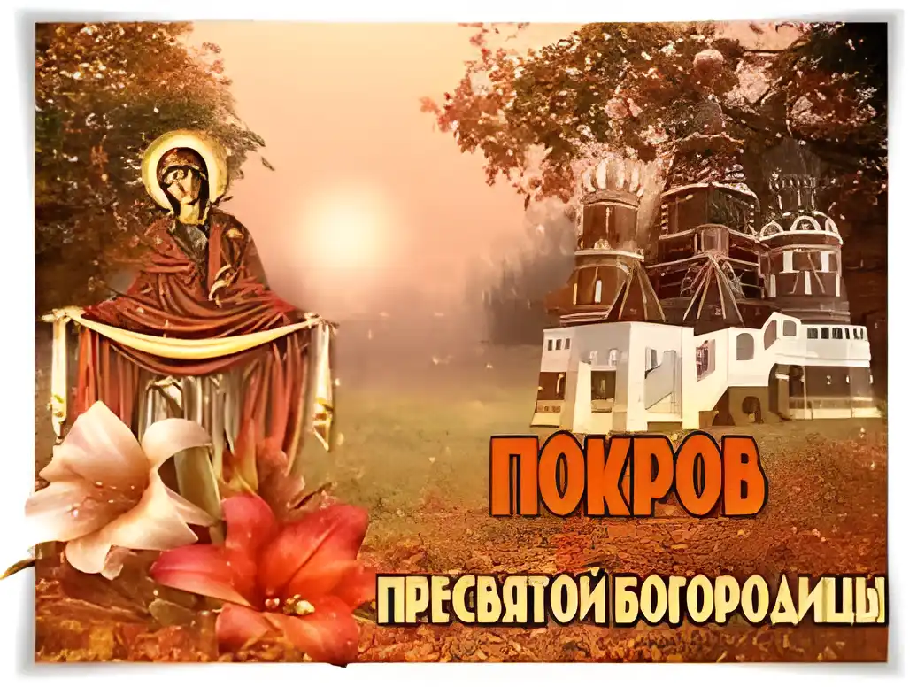 Открытка Покров Пресвятой Богородицы - Праздник Покров Пресвятой Богородицы: открытка с храмом | Красивая открытка #150