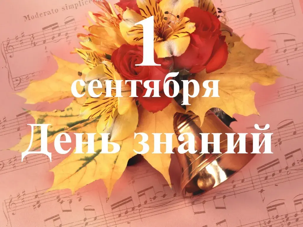 Открытка День знаний 1 сентября - Открытка с осенними листьями и цветами | Красивая открытка #43