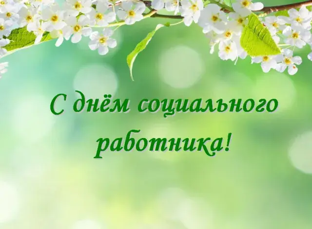 Открытка Открытки с днем социального работника - Цветущая вишня на фоне зелени - открытка | Красивая открытка #3