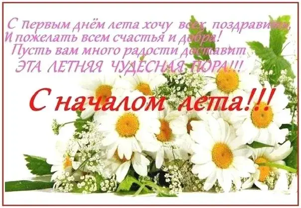 Открытка С первым днём лета - Открытка с ромашками: поздравления и пожелания | Красивая открытка #14