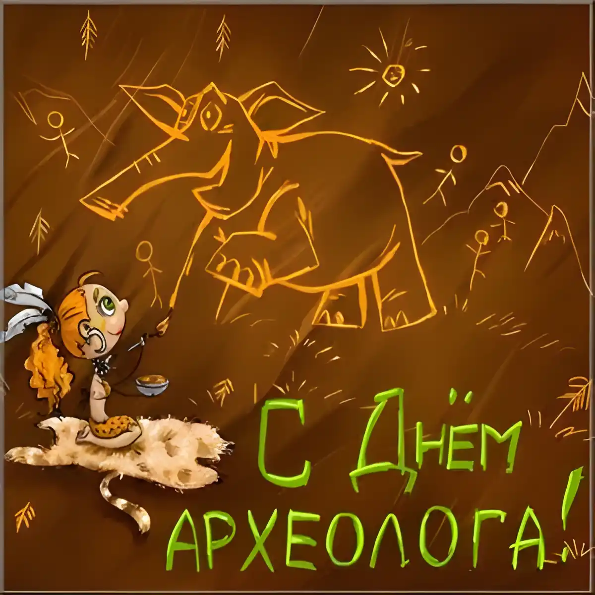 Открытка С днем археолога - С Днём Археолога: Открытка с археологом и рисунками | Красивая открытка #48