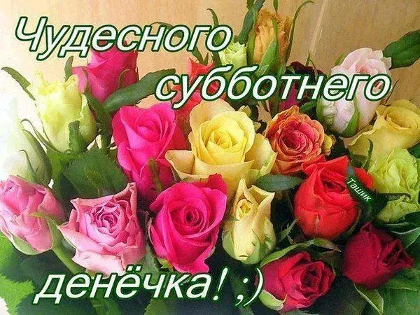 Открытка Открытки на субботу - Открытка с розами: розовые, желтые и красные цветы | Красивая открытка #82