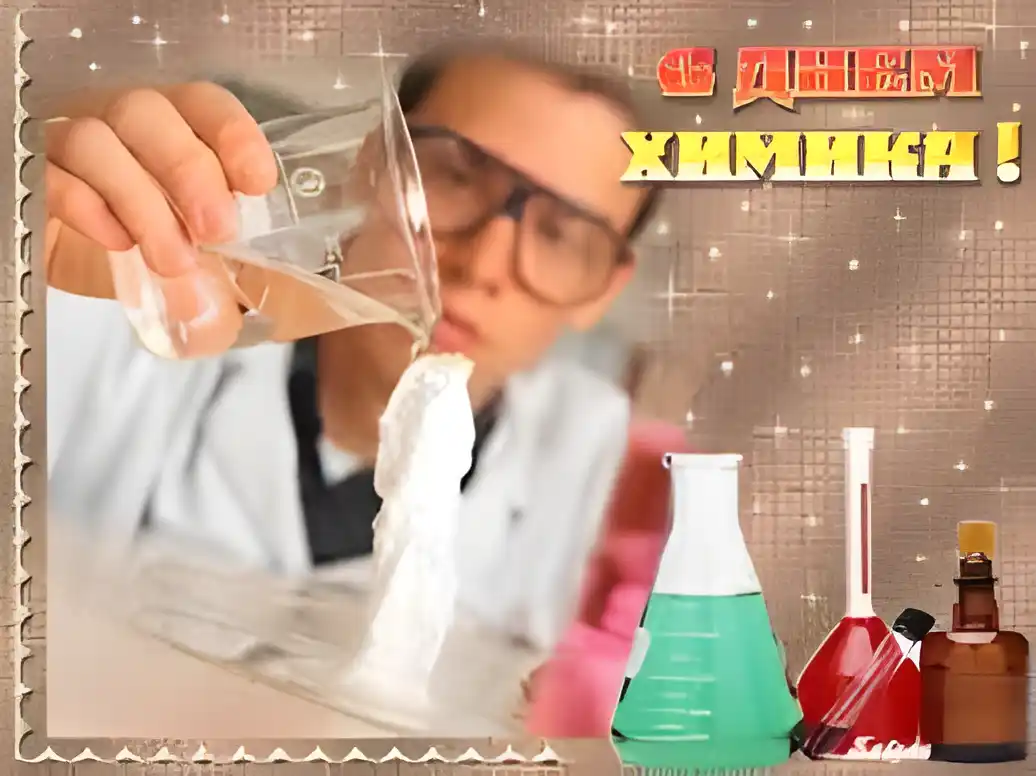 Открытка Открытки с днем химика - Химия: Открытка с алхимиком и колбами | Красивая открытка #17