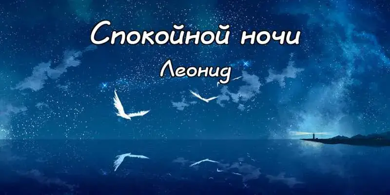 Открытка Открытки с именем Леонид  - Ночное небо с птицами и маяком | Красивая открытка #87