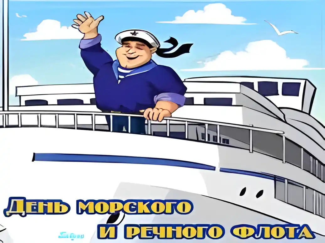 Открытка День работников морского и речного флота - Мужчина в форме на корабле: открытка с днем флота | Красивая открытка #20