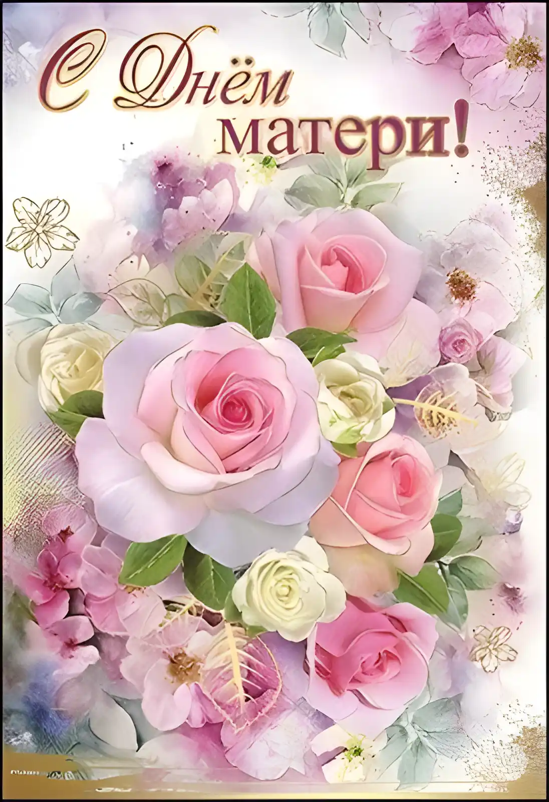 Открытка С днем матери - Открытка с цветами: Розы и черемуха | Красивая открытка #96