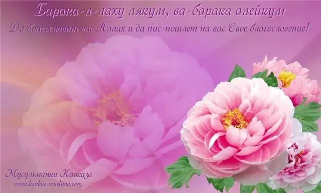Открытка Священный Рамадан - Розовые пионы на открытке - поздравления | Красивая открытка #54